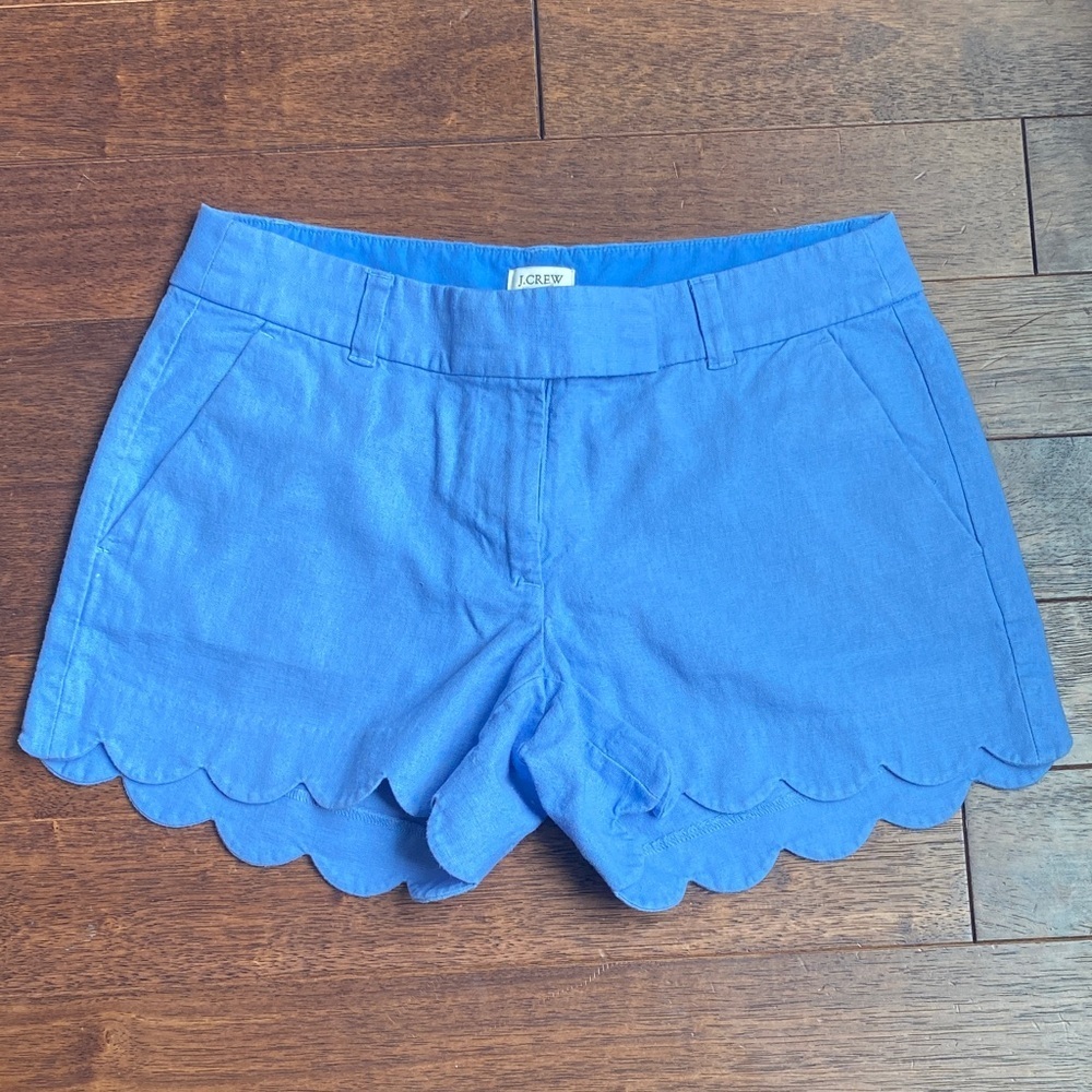 J. Crew High Waist Azure Scallop Shorts